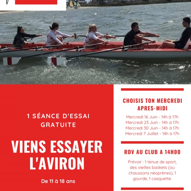 Aviron - Séances d'essais gratuites pour les 11-17 ans